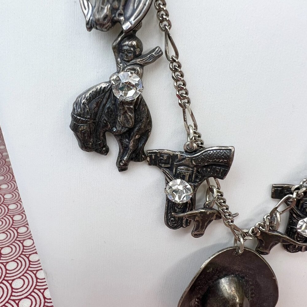 La Contessa Mary DeMarco Western Cowgirl Charm Silver Tone Necklace AND Earrings - Picture 11 of 13